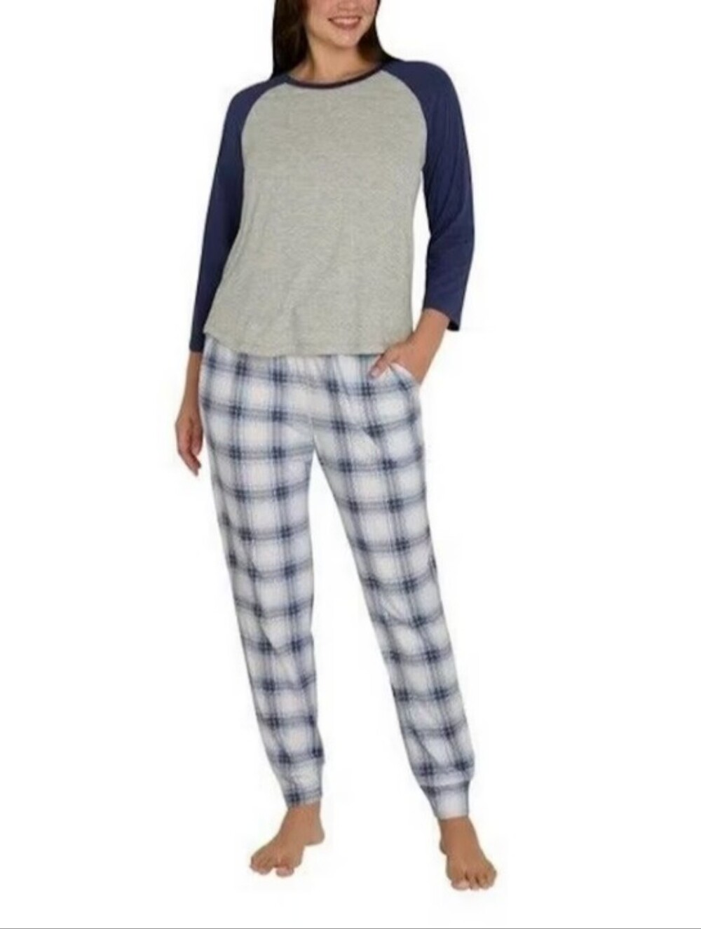 Eddie Bauer 2-Piece Ultra Soft Sleep Set Pajamas Size Large NWT Plaid Blue